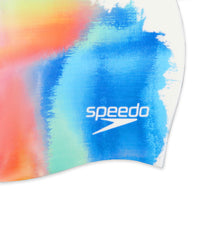 Speedo Digital Printed Cap White-Punch Blue-Nectarine