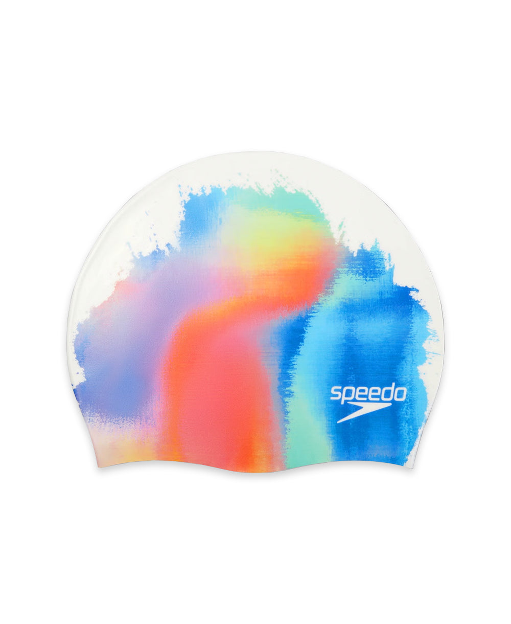 Speedo Digital Printed Cap White-Punch Blue-Nectarine