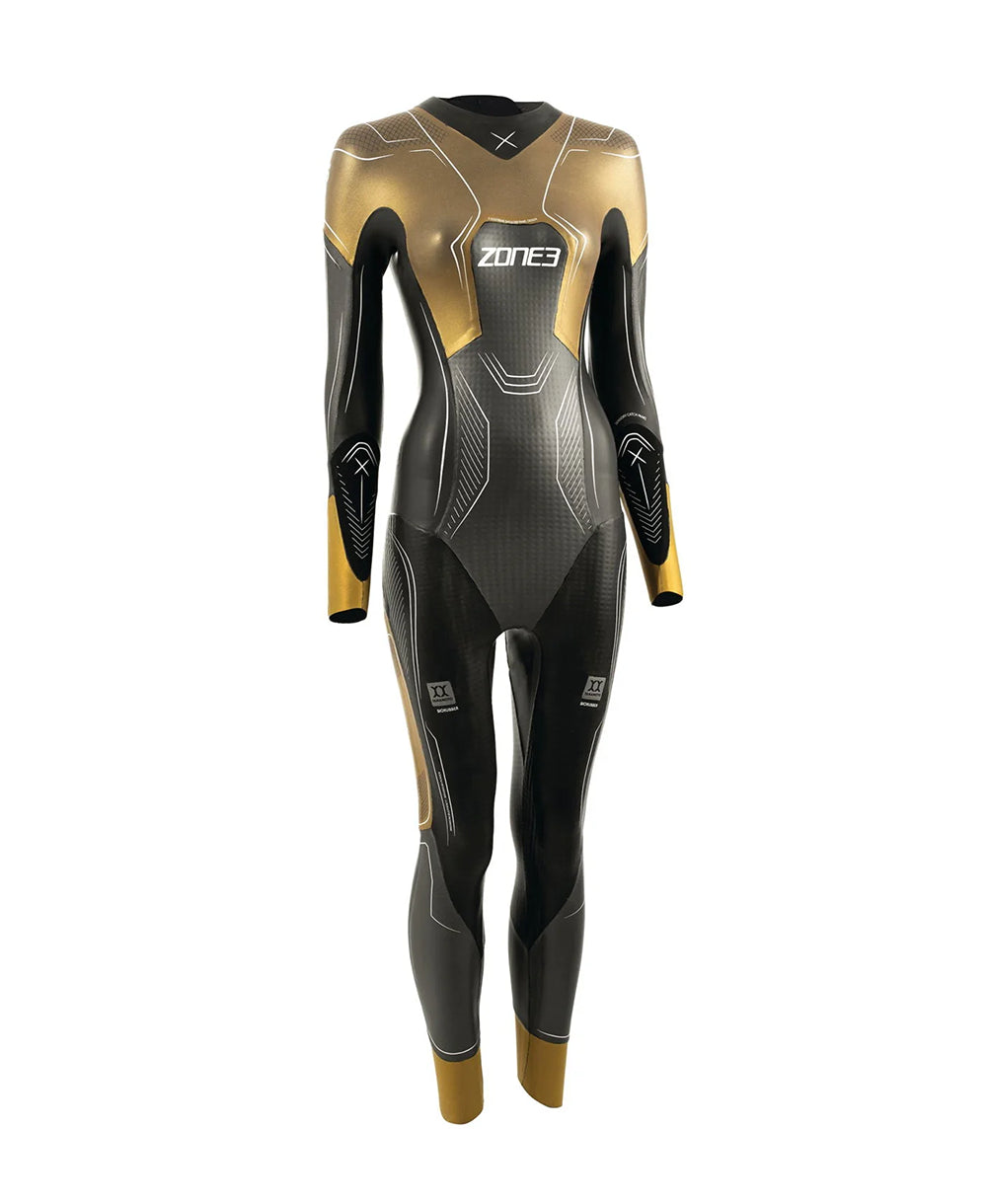 Zone3 Women's Vanquish-X Wetsuit - Gun Metal-Gold