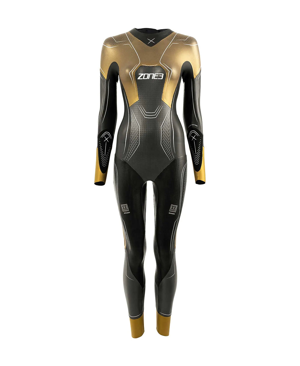 Zone3 Women's Vanquish-X Wetsuit - Gun Metal-Gold